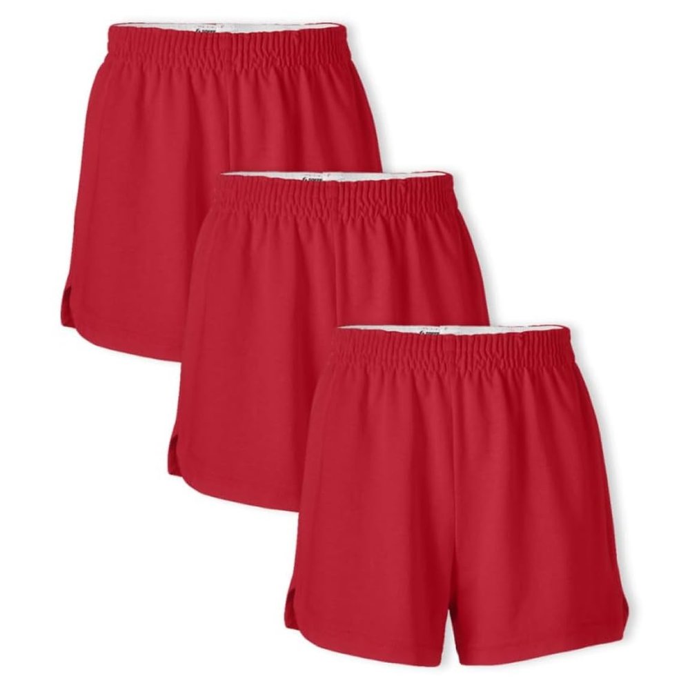 Soffe Girls' Authentic Cheer Shorts, 2.75" Inseam, Red, X-Large (3-Pack)