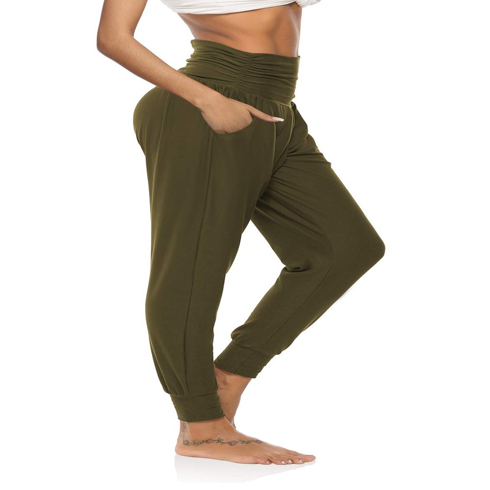 DIBAOLONG Womens Yoga Sweatpants Loose Workout Joggers Pants Comfy Lounge Pants with Pockets Army Green XL