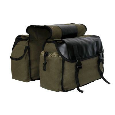 UNISTRENGH Updated Bike Pannier Bags Canvas Cycling Equipment Pack Multifunctional Messenger Rear Seat Trunk Carrier Bag Bicycle Shelf Pack Saddle Bag for MTB, Riding, Bike Touring (Military Green)