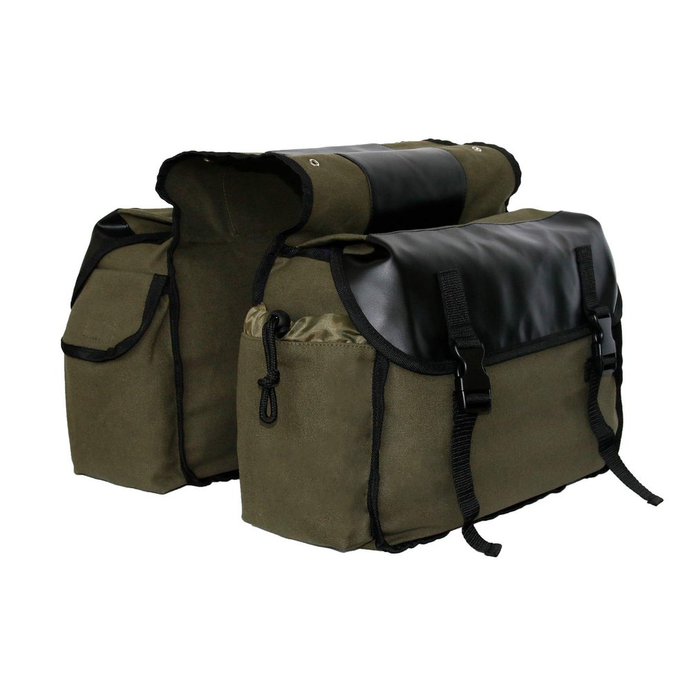 UNISTRENGH Updated Bike Pannier Bags Canvas Cycling Equipment Pack Multifunctional Messenger Rear Seat Trunk Carrier Bag Bicycle Shelf Pack Saddle Bag for MTB, Riding, Bike Touring (Military Green)