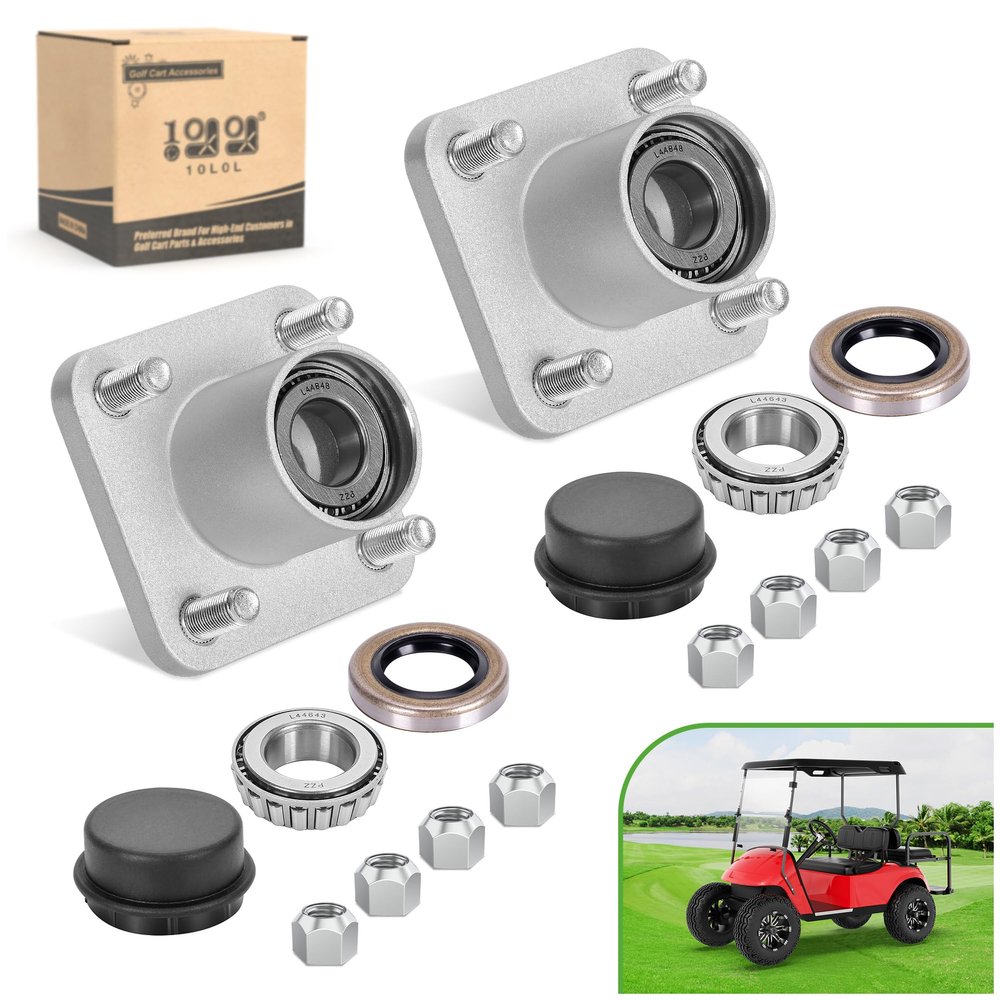 10L0L Golf Cart Front Wheel Hub Assembly with Hub Bearing/Oil Seal/Dust Cover for EZGO PDS&TXT/Medalist Gas & Electric 2001.5-2013,Replace OEM# 70895G01,L44643(Pack of 2)