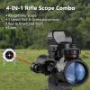 MidTen 3-9x32 4-in-1 Scope Combo with Dual Illuminated Scope Optics & 4 Holographic Reticle Red/Green Dot Sight & IIIA/2MW Laser Sight Rangefinder Illuminated Sight & 20mm Mount view 3