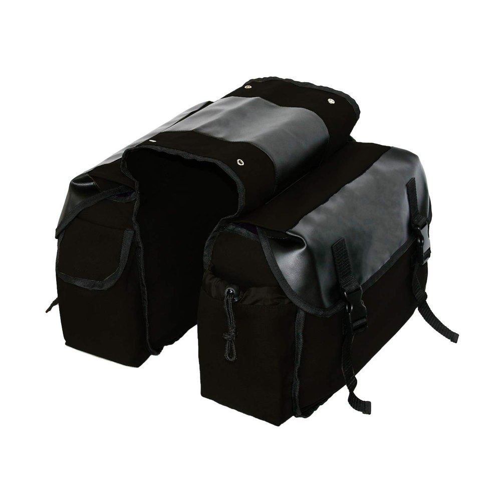 UNISTRENGH Updated Bike Pannier Bags Canvas Cycling Equipment Pack Multifunctional Messenger Rear Seat Trunk Carrier Bag Bicycle Shelf Pack Saddle Bag for MTB, Riding, Bike Touring (Black)
