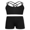 ACSUSS Kids Girls 2-Pieces Dance Sports Clothes Set Strappy Crop Tops Gym Yoga Bras and Shorts Bottoms Dance Outfits Black 12 view 1