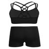 ACSUSS Kids Girls 2-Pieces Dance Sports Clothes Set Strappy Crop Tops Gym Yoga Bras and Shorts Bottoms Dance Outfits Black 12 view 2