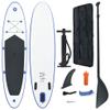 vidaXL Inflatable Stand Up Paddle Board Set with Oar, Removable Fin, Hand Pump, and Carrying Bag - SUP Surfboard for Recreational Paddling and Small Wave Riding - Blue and White view 2