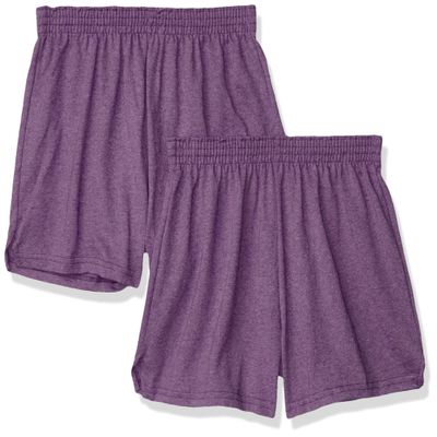 Soffe Girls' Authentic Cheer Short, Team Purple Heather, Medium (3-Pack)