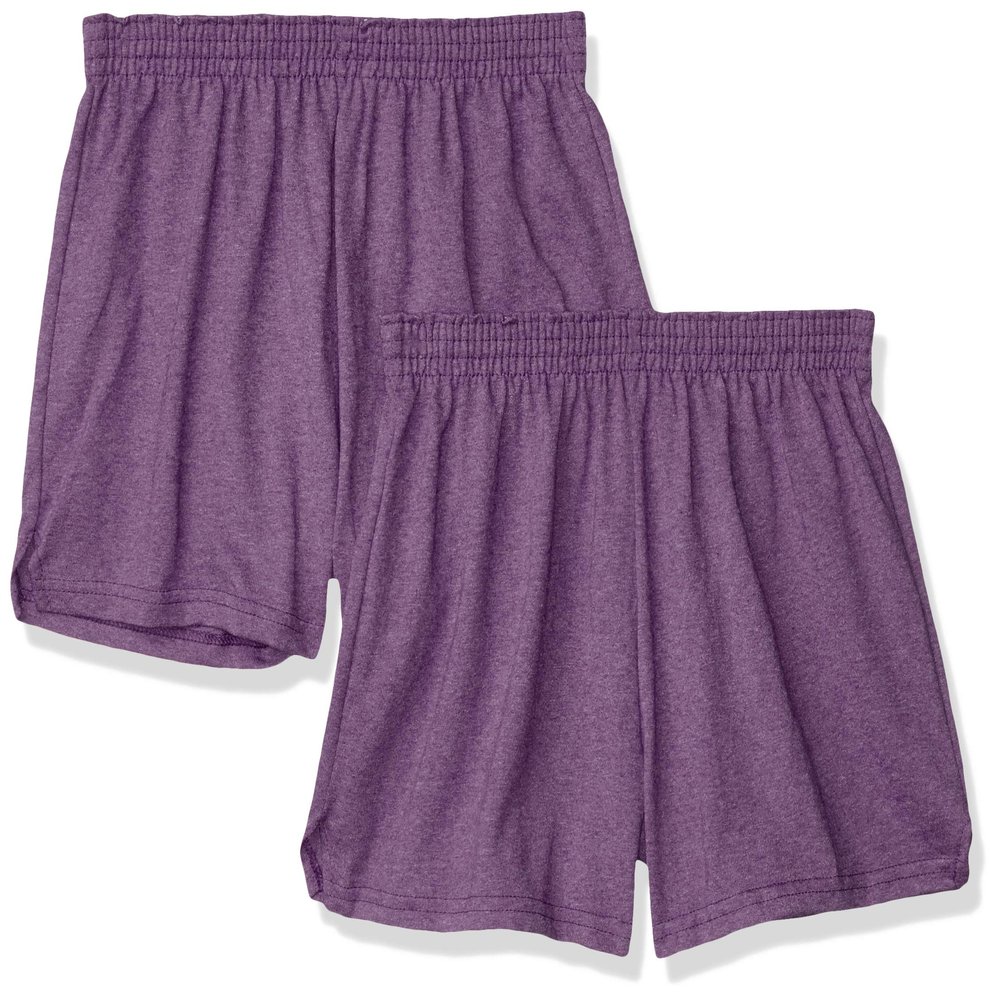 Soffe Girls' Authentic Cheer Short, Team Purple Heather, Medium (3-Pack)