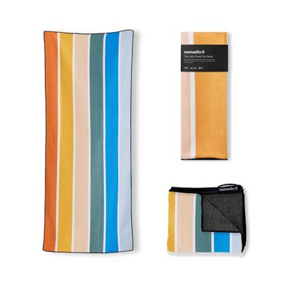 Nomadix Original Towel - Perfect for Beach, Pool, Travel, Camping, Yoga - Made with Recycled Materials - Super Absorbent - Sand Resistant - Stripes Retro - 72.5" x 30"