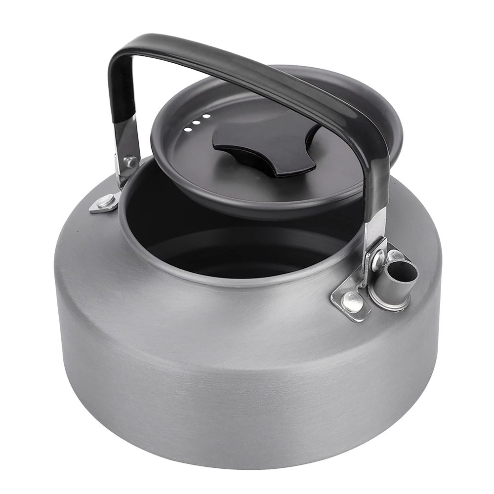 Aluminum Teapot, Portable 1.1L Aluminum Teapot Camping Teapot Over The Fire Stove Top Teapot Kettle Coffee Tea Pot for Camping Hiking Kitchen(Black)