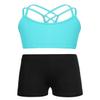 ACSUSS Kids Girls 2-Pieces Dance Sports Clothes Set Strappy Crop Tops Gym Yoga Bras and Shorts Bottoms Dance Outfits Mint Green 12 view 1
