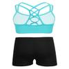 ACSUSS Kids Girls 2-Pieces Dance Sports Clothes Set Strappy Crop Tops Gym Yoga Bras and Shorts Bottoms Dance Outfits Mint Green 12 view 2