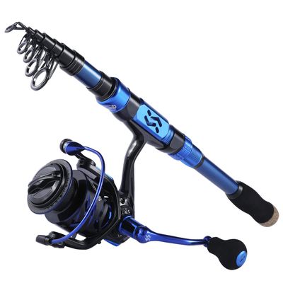Sougayilang Telescopic Fishing Rod and Reel Combo - 24Ton Carbon Fiber Portable Travel Spinning Rod, 12+1 BB Spinning Reel Collapsible Fishing Kit for Saltwater Freshwater