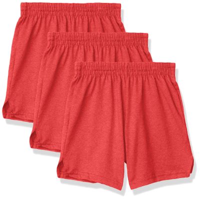 Soffe Girls' Authentic Cheer Short, Team Red Heather, X-Large (3-Pack)