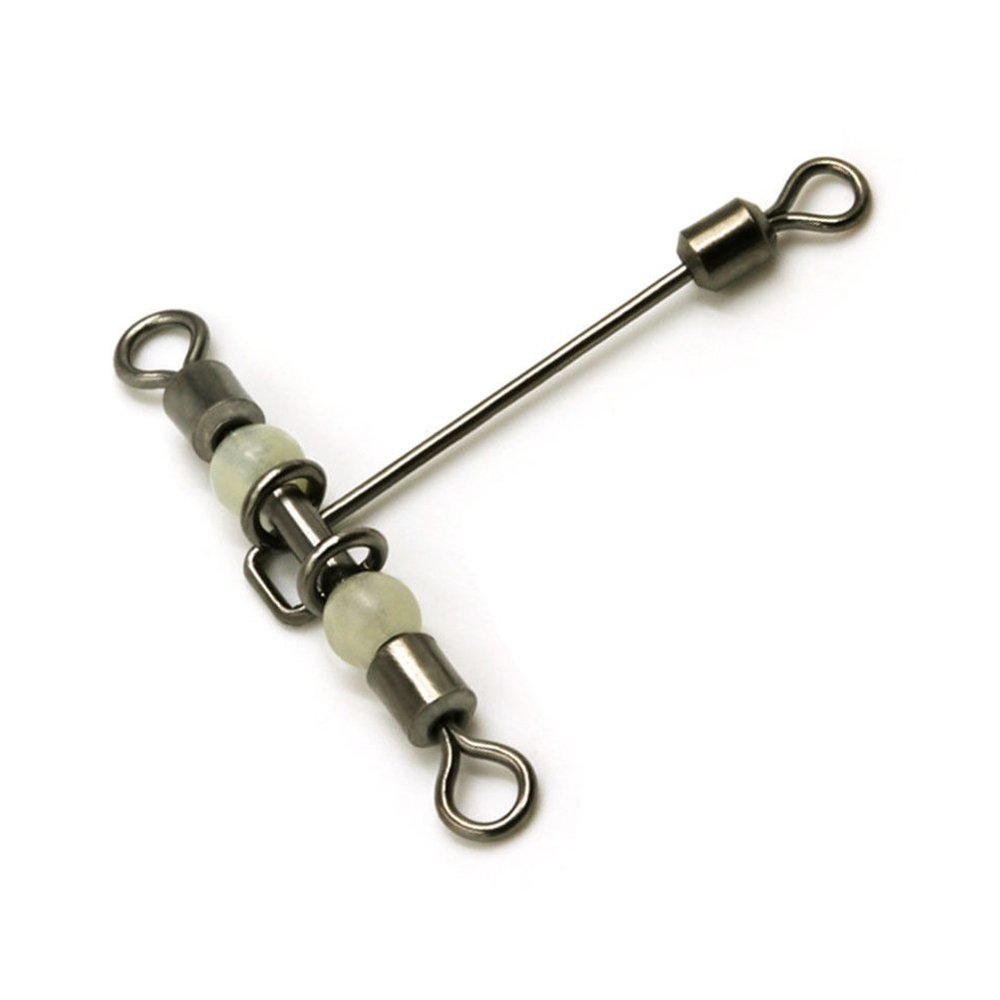 10pcs 3 Way Cross-line Rolling Swivel, T-shape Luminous Crossline Fishing Connector, Stainless Steel Swivels, Flexible Saltwater Tackle