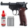 Wearable4U - Umarex Walther P38 Semi Auto CO2 Air Pistol BB Airgun Blowback Pistol Set with 5X 12gr CO2 Tanks and Pack of 1500 4.5mm (.177) Steel Umarex Precision BBS Bundle view 1