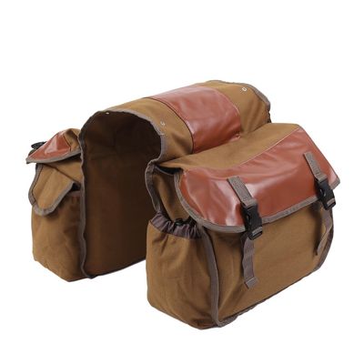 UNISTRENGH Updated Bike Pannier Bags Canvas Cycling Equipment Pack Multifunctional Messenger Rear Seat Trunk Carrier Bag Bicycle Shelf Pack Saddle Bag for MTB, Riding, Bike Touring (Khaki)