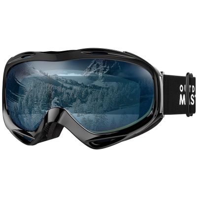 OutdoorMaster OTG Ski Goggles - Over Glasses Ski/Snowboard Goggles for Men, Women & Youth - 100% UV Protection (Black Frame + VLT 60% Light Blue Lens)