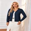 GRACE KARIN Women's Long Sleeve Cardigan Sweater Button Down Cardigan V Neck Stretchy Outwear Midnight Blue S view 3