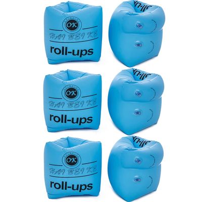 HOMEGOAL 3 Pairs Floaties Inflatable Swim Arm Bands Floatation Sleeves Swimming Rings Floats Tube Armlets for Kids and Adult (Blue)