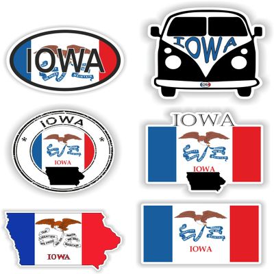 6x Iowa Vinyl Waterproof Stickers - each sticker is approx 10cm / 4inches
