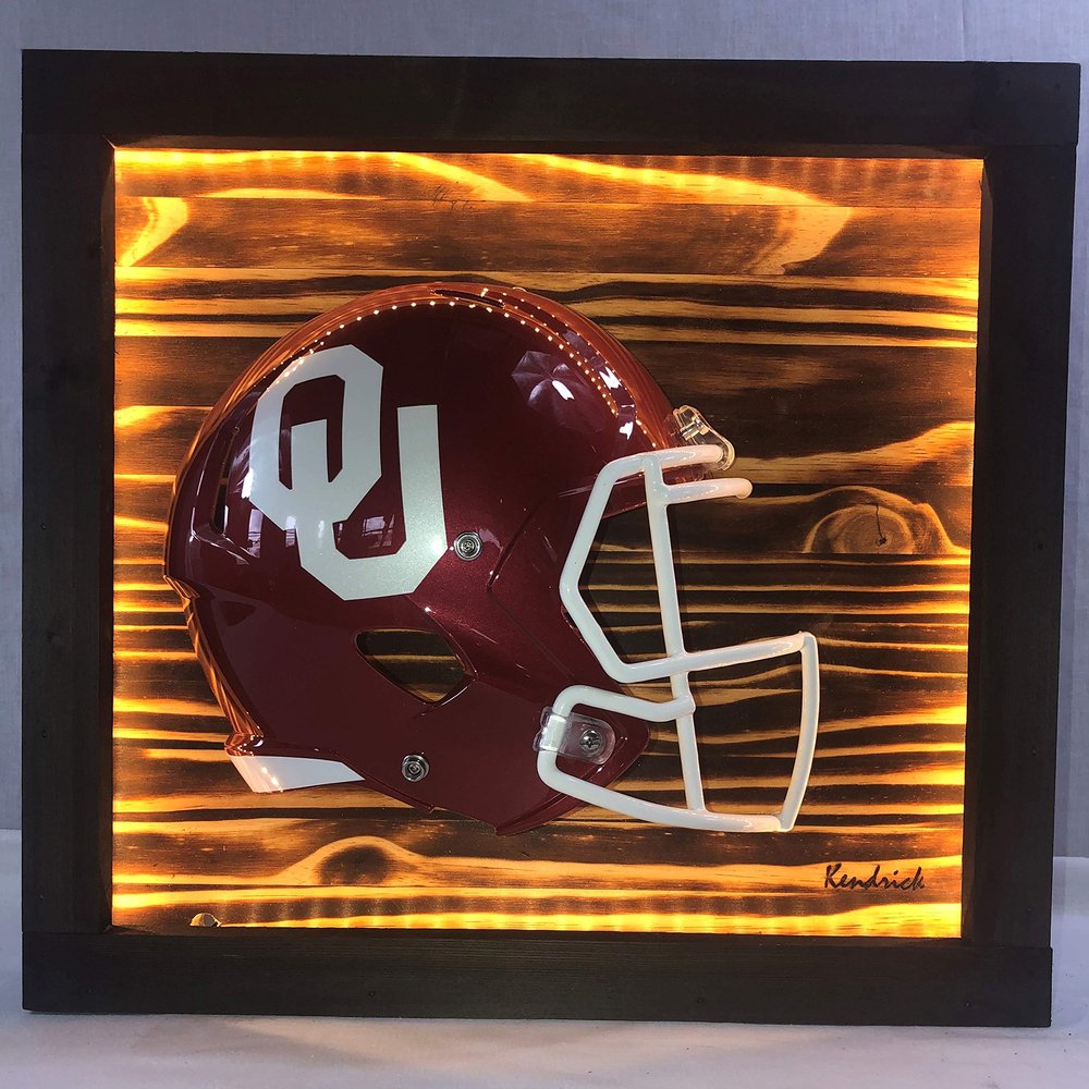 Framed and Lighted College Football Helmet (Oklahoma Sooners)