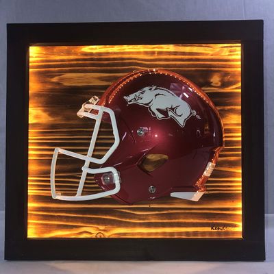 Framed and Lighted College Football Helmet (Arkansas Razorbacks)