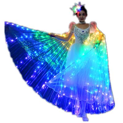 Nobranded Adult Dance Performance Costume LED Light Belly Dance Wings Isis Wings Carnival Halloween Glow Costume Distribution Stick (57inch for Adult, Five colored lights)