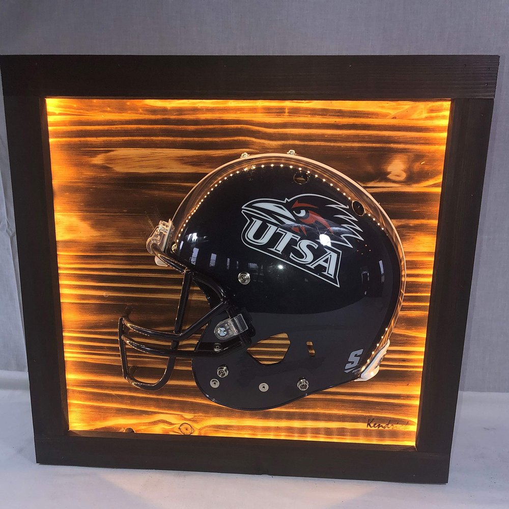 Framed and Lighted College Football Helmet (UTSA Roadrunners)