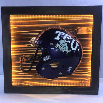 Framed and Lighted College Football Helmet (TCU Horned Frogs)