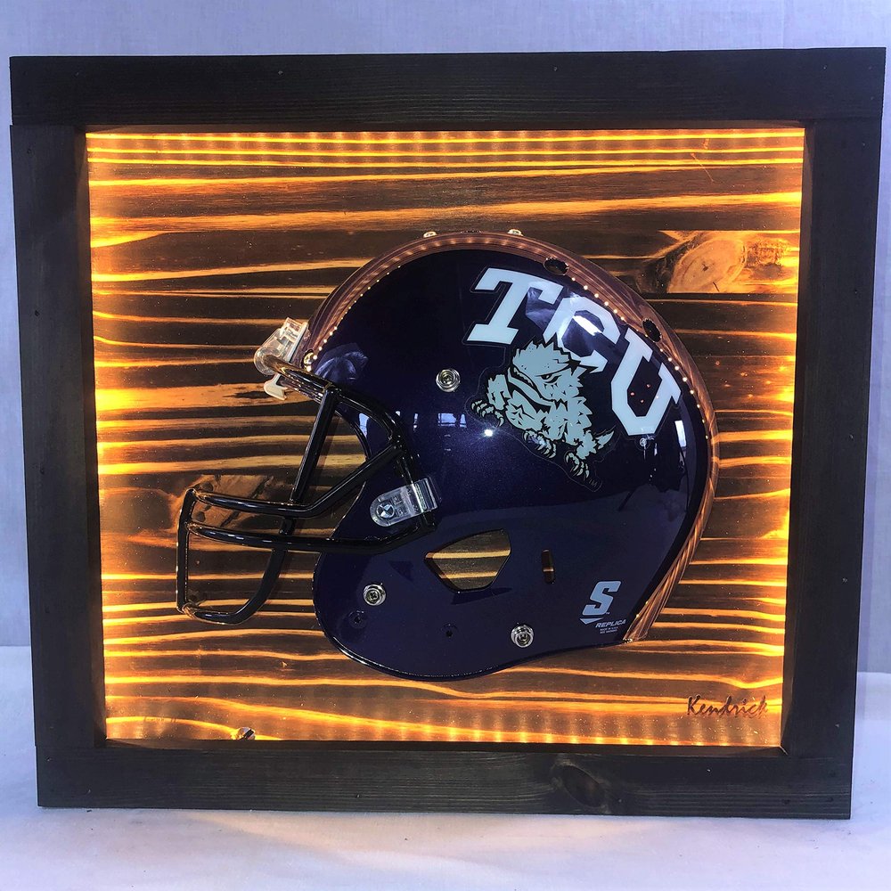 Framed and Lighted College Football Helmet (TCU Horned Frogs)