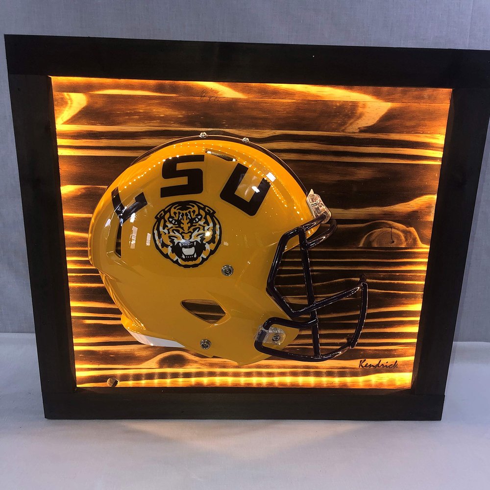 Framed and Lighted College Football Helmet (LSU Tigers)