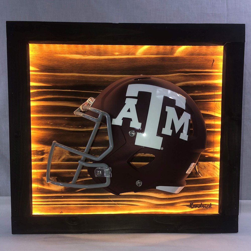 Framed and Lighted College Football Helmet (Texas A&M Aggies)