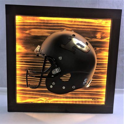 Framed and Lighted College Football Helmet (Purdue Boilermakers)