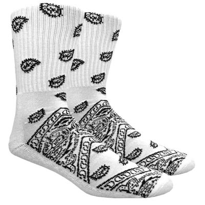 Mad Toro Paisley Bandana Crew Socks (White Paisley Bandana)
