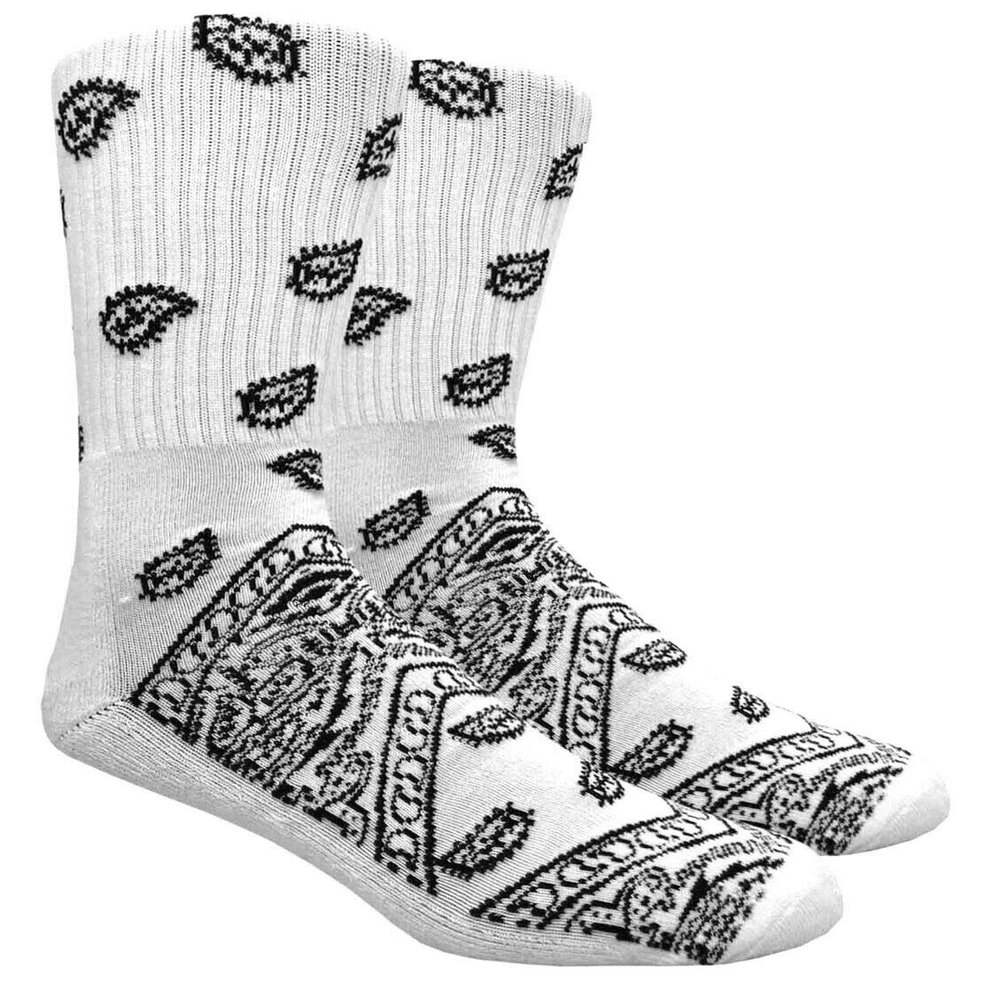 Mad Toro Paisley Bandana Crew Socks (White Paisley Bandana)