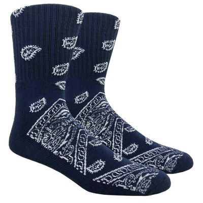 Mad Toro Paisley Bandana Crew Socks (Navy Blue Paisley Bandana)