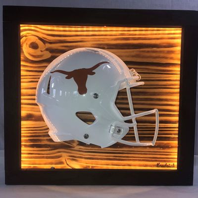 Framed and Lighted College Football Helmet (Texas Longhorns)