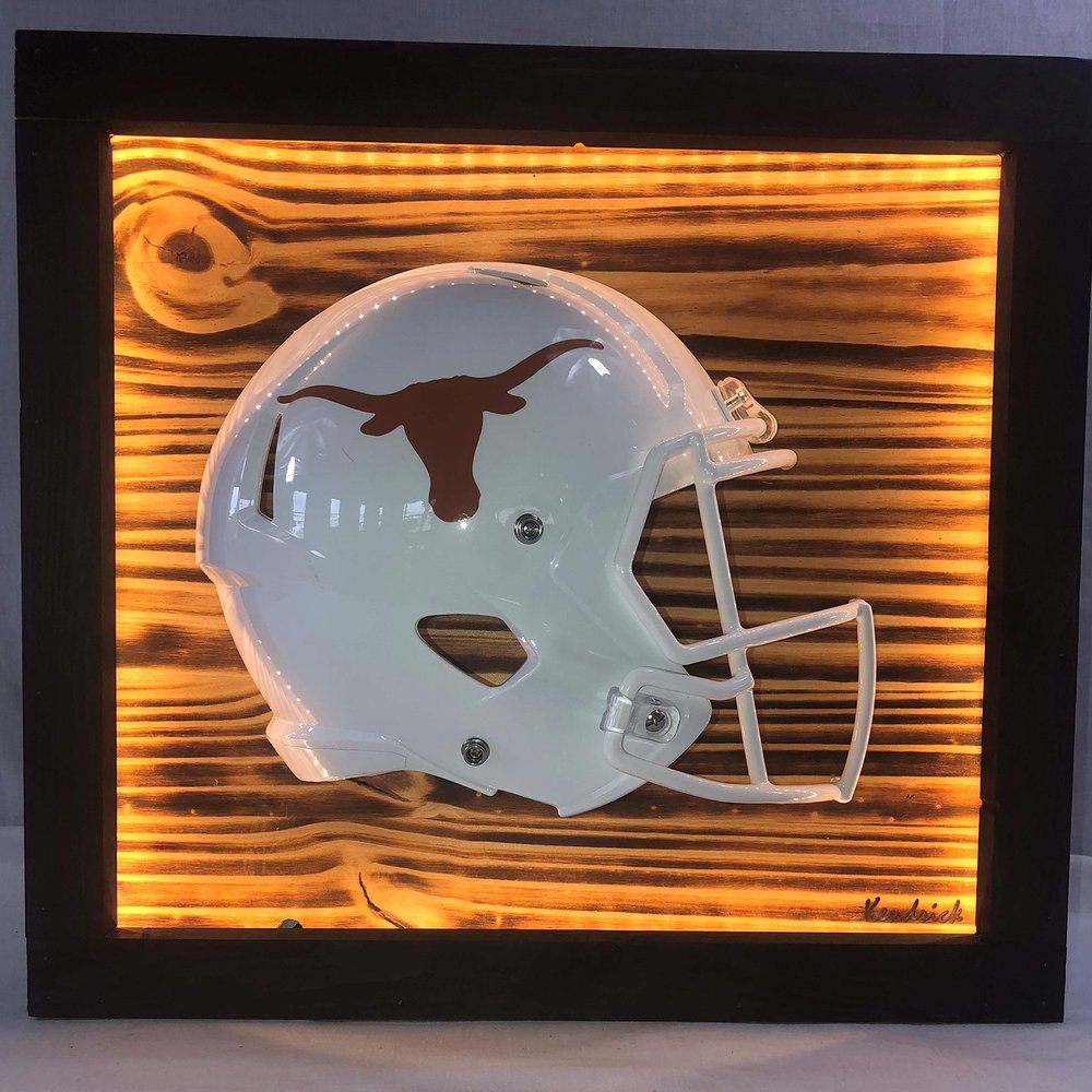 Framed and Lighted College Football Helmet (Texas Longhorns)