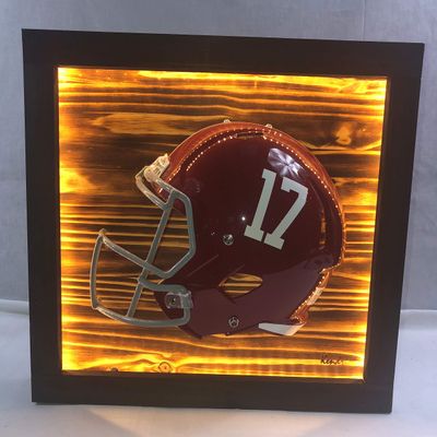 Framed and Lighted College Football Helmet (Alabama Crimson)