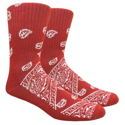 Mad Toro Paisley Bandana Crew Socks (Red Paisley Bandana)