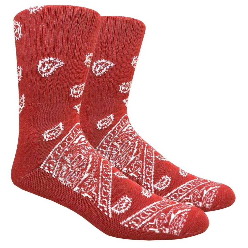 Mad Toro Paisley Bandana Crew Socks (Red Paisley Bandana)