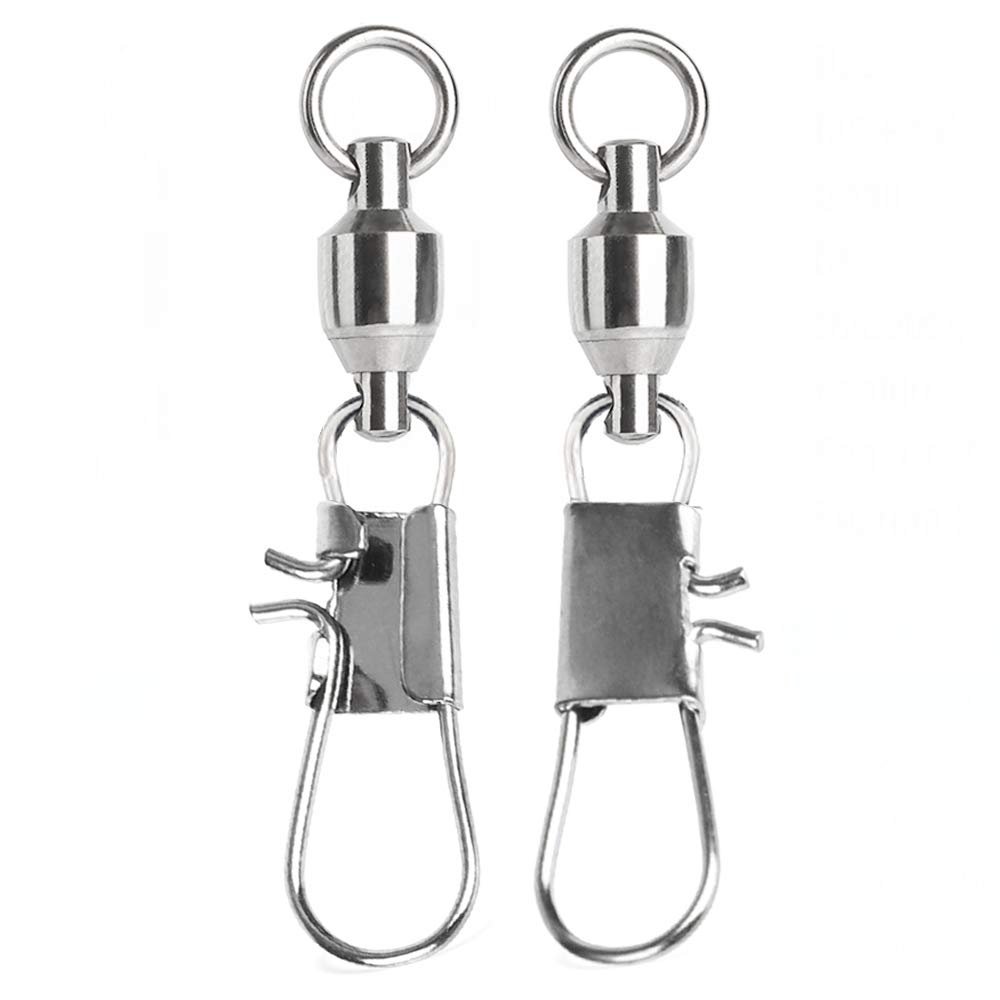 AMYSPORTS Stainless Steel Fishing Swivel Snap Ball Bearing Snap Swivels Fishing High Strength Saltwater Swivels Snaps Interlock Fishing Tackle Swivel Fishing Line Connector 25pcs 37.9lbs