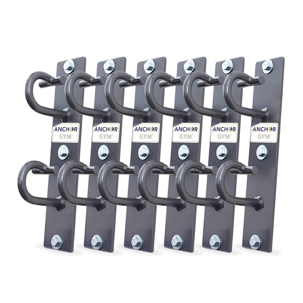 Anchor Gym Pro Station Resistance Band Hooks with 6 Units 12 Anchoring Points - Resistance Band Wall Mount for Home Fitness Gyms (Wood Mounting Screws Included)