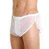 Mens Mesh Shorts See Through with Large Split Sides Sexy Sheer Boxers Underwear White L view 1