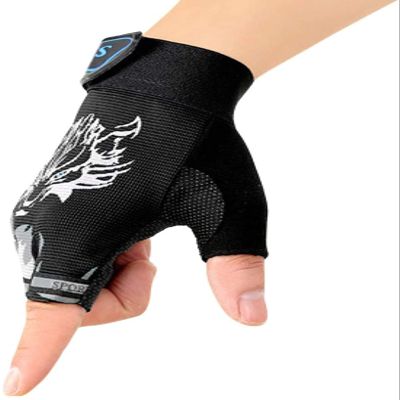 Kids Half Finger Cycling Gloves Sport Gloves Children Non-Slip Gel Short Gloves Shockproof Fingerless Mitts Breathable UV Protection Outdoor Gloves for Boys Girls Biking Riding Camping Hiking