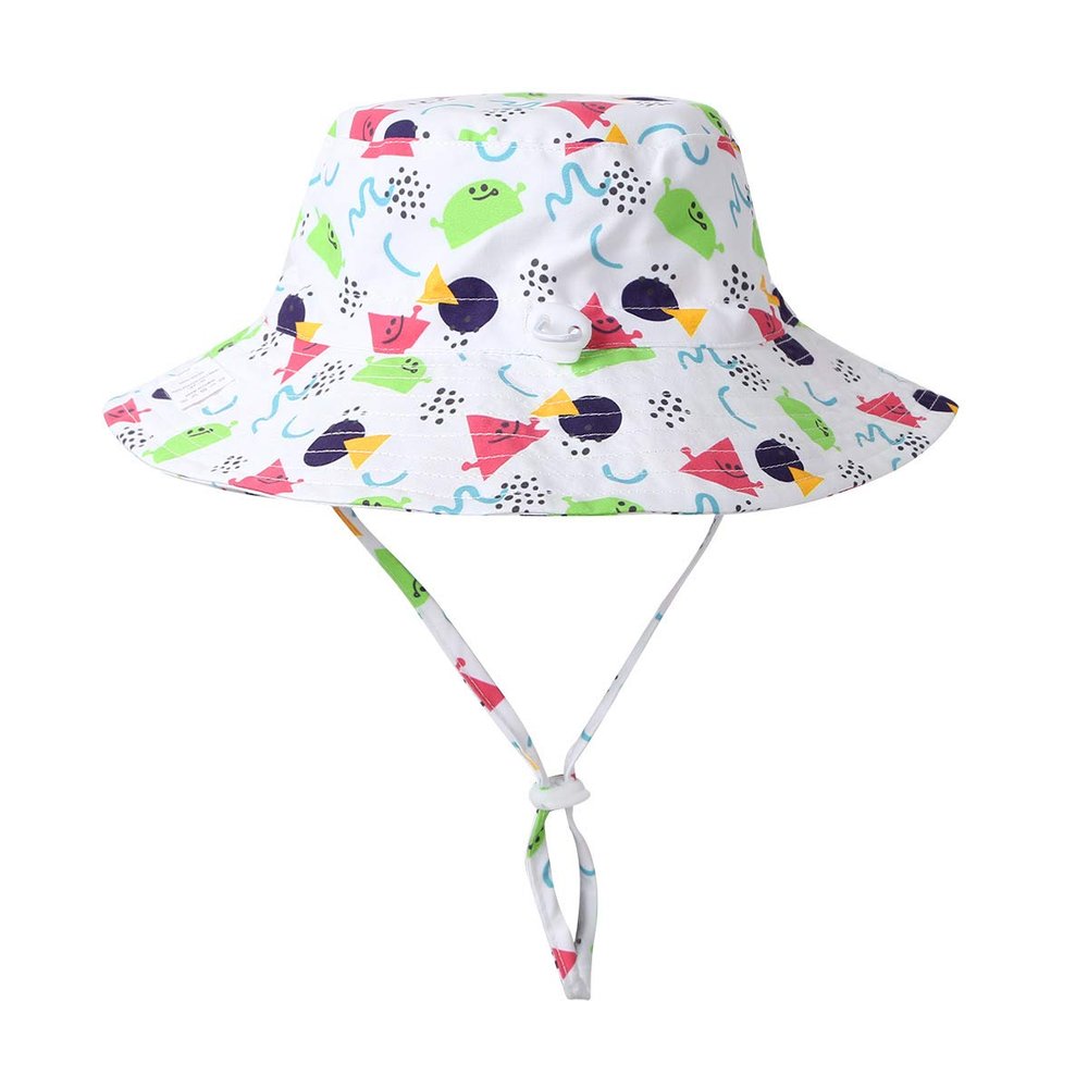 Freebily Baby Sun Hat Summer Beach UPF 50+ Sun Protection with Wide Brim Toddlers Boys Girls Sun Hats Cap Bucket Hat Red Triangle S