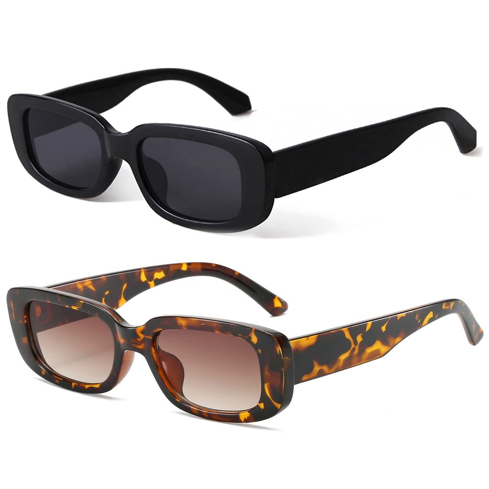KUGUAOK Retro Rectangle Sunglasses Women and Men Vintage Small Square Sun Glasses UV Protection Glasse