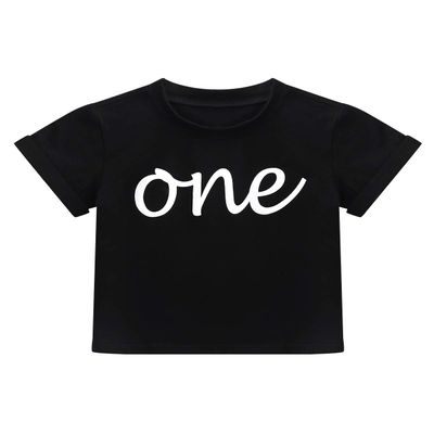 Agoky Baby Boys One 1st Birthday Shirt Short Sleeve First Birthday Outfit Top Party Photography Black 6-12 Months