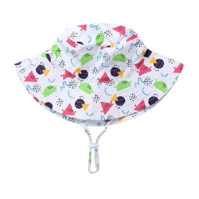dPois Baby Sun Hat Summer Beach Hat UPF 50+ Sun Protection Cap Kids Boys Girls Wide Brim Bucket Hat Red Triangle S